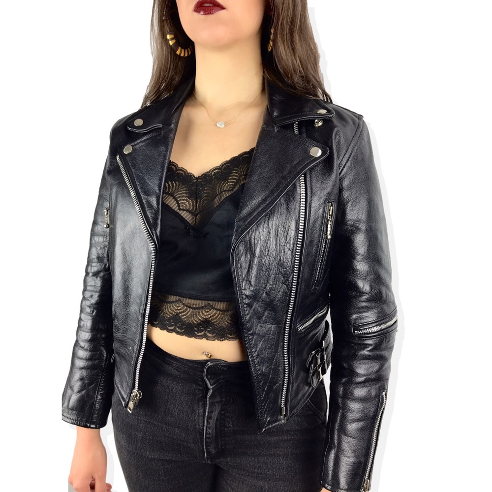 ❌SOLD❌ STRAIGHT TO HELL leather motorcycle jacket - Picture 7 of 8